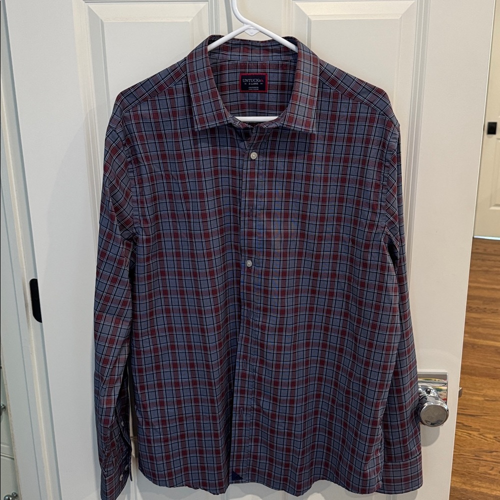 UNTUCKit Men's Red and Blue Plaid Shirt - size XL